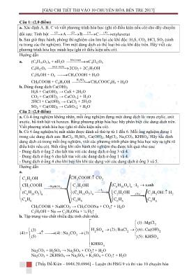 Đề thi vào Lớp 10 THPT chuyên Hóa học tỉnh Bến Tre năm 2017 (Có lời giải chi tiết)